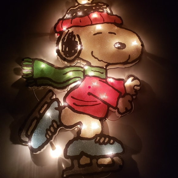 Peanuts Holiday Peanuts Snoopy Christmas Lighted Window Display 9 Tall Ice Skating Poshmark